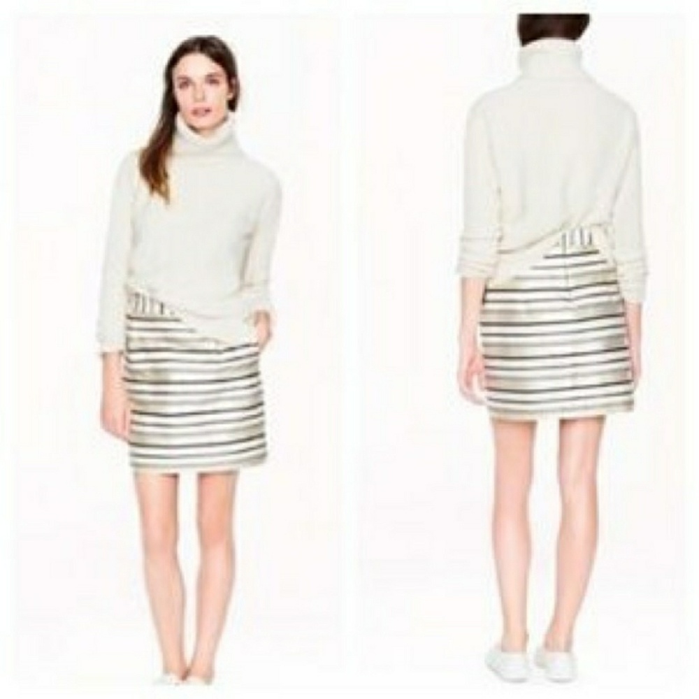 NWT J Crew Metallic Gold Striped Mini Skirt